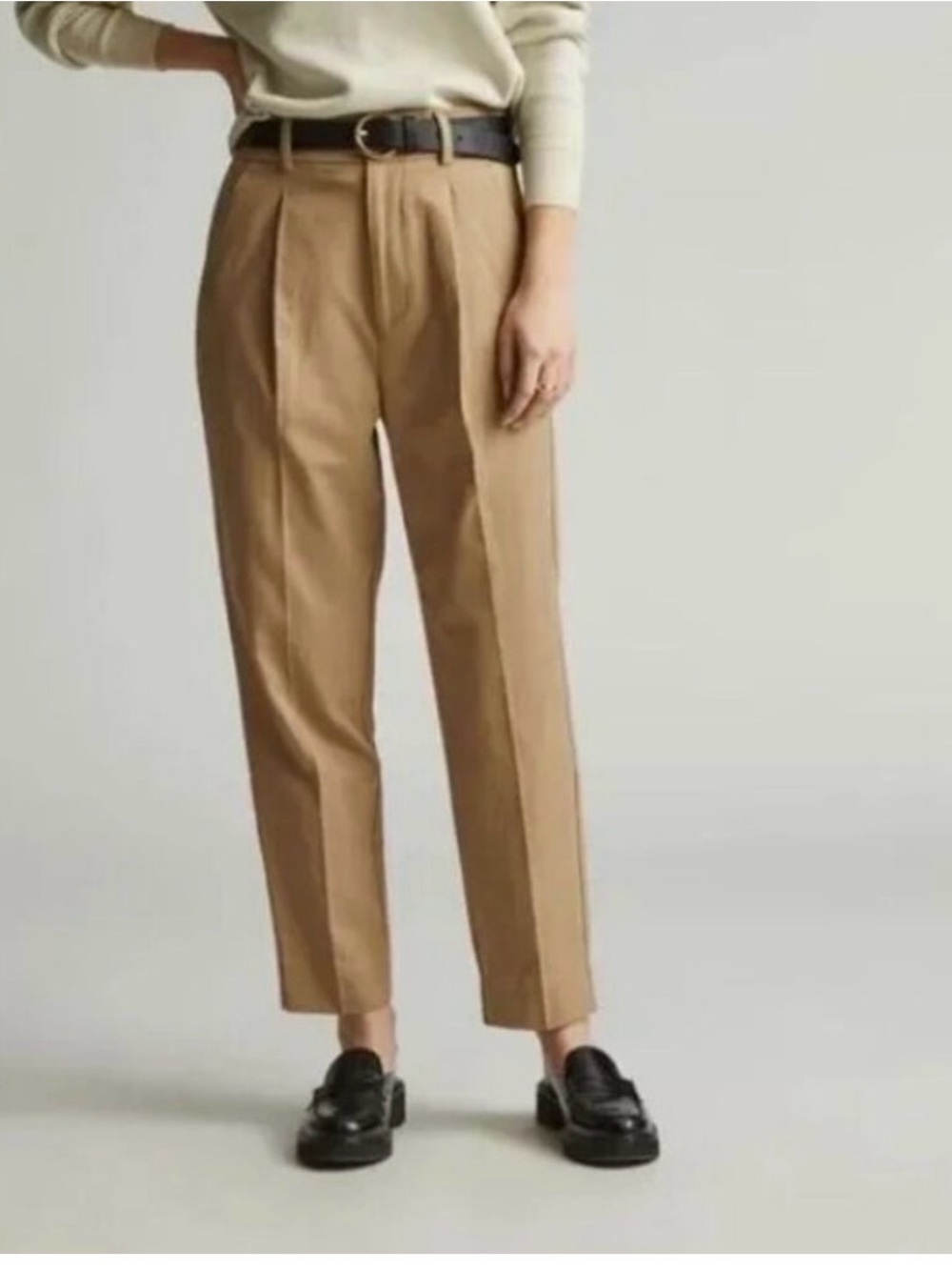Everlane The Tencel Way High Taper Trouser Pants, Toffee/Khaki, Size 6